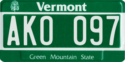 VT license plate AKO097