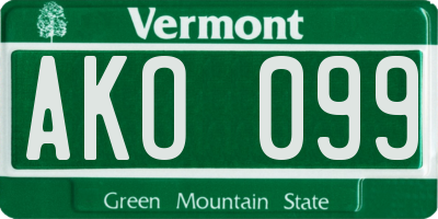 VT license plate AKO099