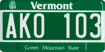 VT license plate AKO103
