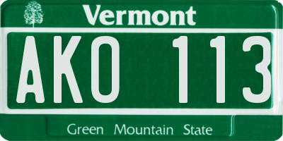 VT license plate AKO113