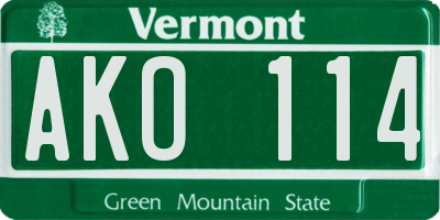 VT license plate AKO114