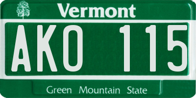 VT license plate AKO115