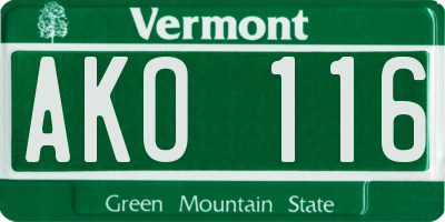 VT license plate AKO116