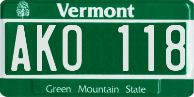 VT license plate AKO118