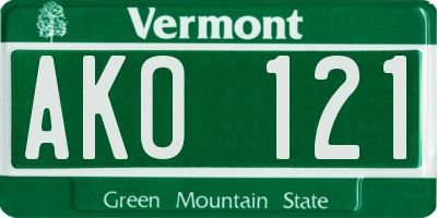 VT license plate AKO121