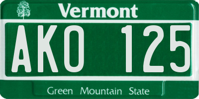 VT license plate AKO125