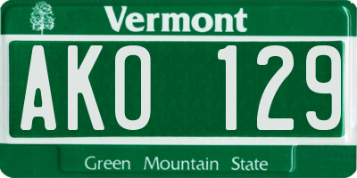 VT license plate AKO129