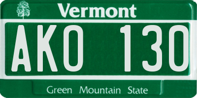 VT license plate AKO130