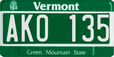 VT license plate AKO135