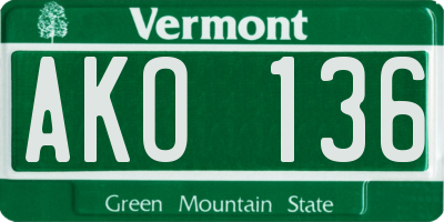 VT license plate AKO136
