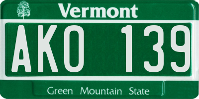VT license plate AKO139