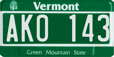 VT license plate AKO143