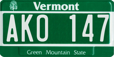 VT license plate AKO147