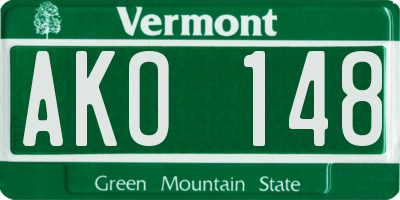 VT license plate AKO148