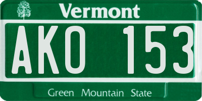 VT license plate AKO153