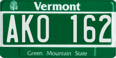 VT license plate AKO162