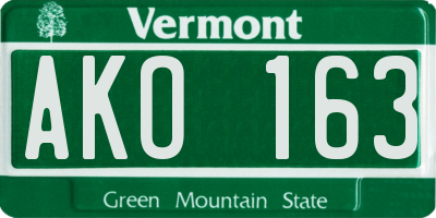 VT license plate AKO163