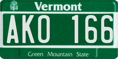 VT license plate AKO166