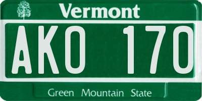 VT license plate AKO170