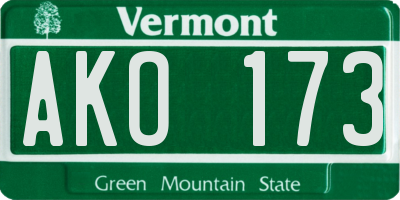 VT license plate AKO173