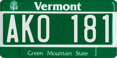 VT license plate AKO181