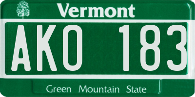 VT license plate AKO183
