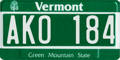 VT license plate AKO184