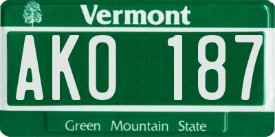 VT license plate AKO187