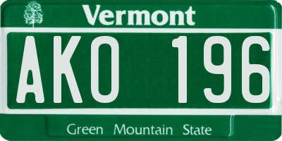 VT license plate AKO196