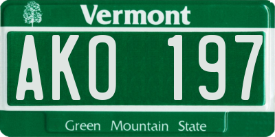 VT license plate AKO197