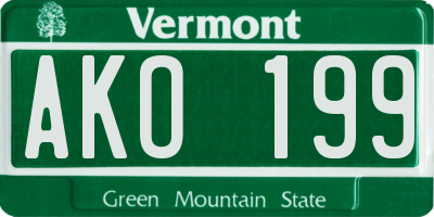 VT license plate AKO199
