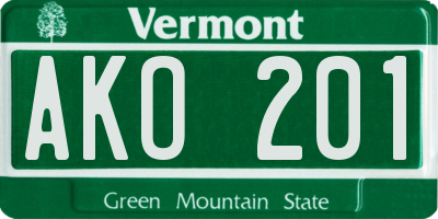 VT license plate AKO201