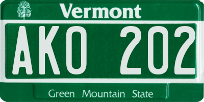 VT license plate AKO202