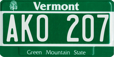 VT license plate AKO207