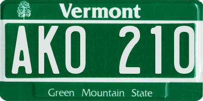 VT license plate AKO210