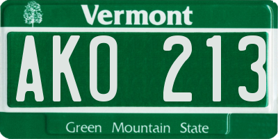 VT license plate AKO213