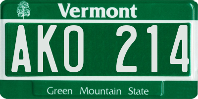 VT license plate AKO214