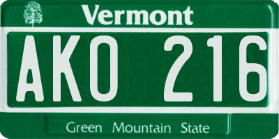 VT license plate AKO216