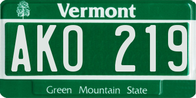 VT license plate AKO219