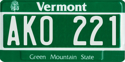 VT license plate AKO221