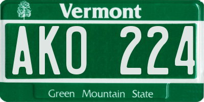VT license plate AKO224