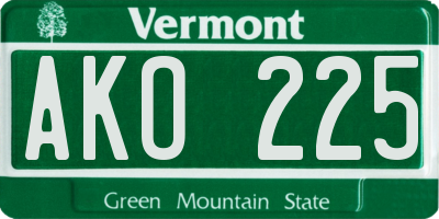 VT license plate AKO225
