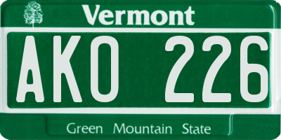 VT license plate AKO226