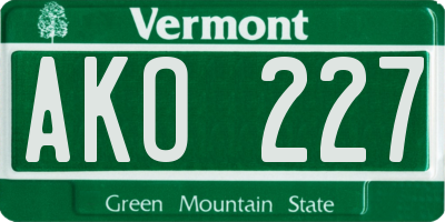 VT license plate AKO227