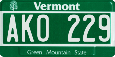 VT license plate AKO229