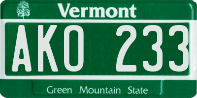 VT license plate AKO233