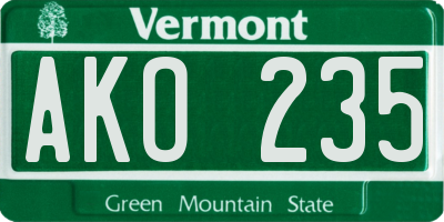 VT license plate AKO235