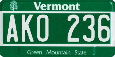 VT license plate AKO236