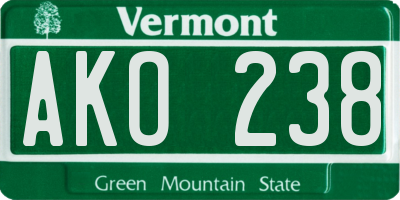 VT license plate AKO238