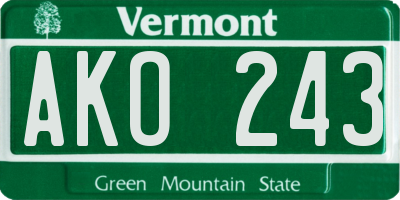 VT license plate AKO243